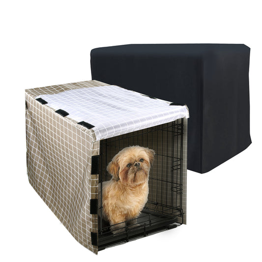 Dog Crate Cover Pet Kennel Cover Provided for Wire Crates, Cage, 210D Waterproof Windproof Pet Kennel Cover Indoor Outdoor Protection