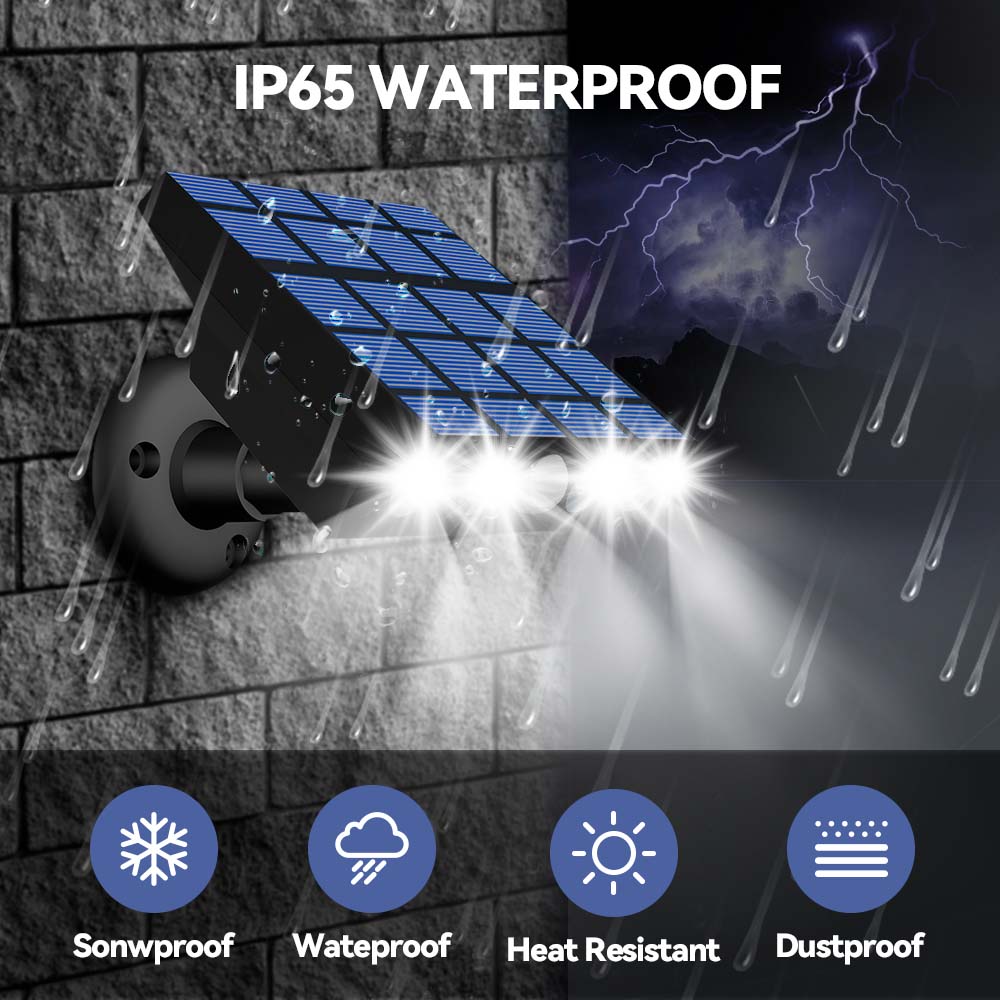 DONGPAI Solar Outdoor Lights, Motion Sensor Security LED Flood Lights Waterproof 3 Modes Wall Lights for Garage Yard Garden Porch