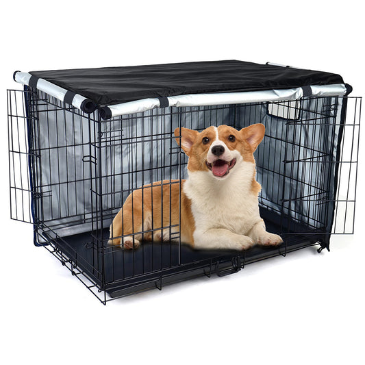 Dog Crate Cover Double Door, Waterproof Dog Kennel Cover with Air Vent Window, for Indoor/Outdoor Most Wire Dog Crate