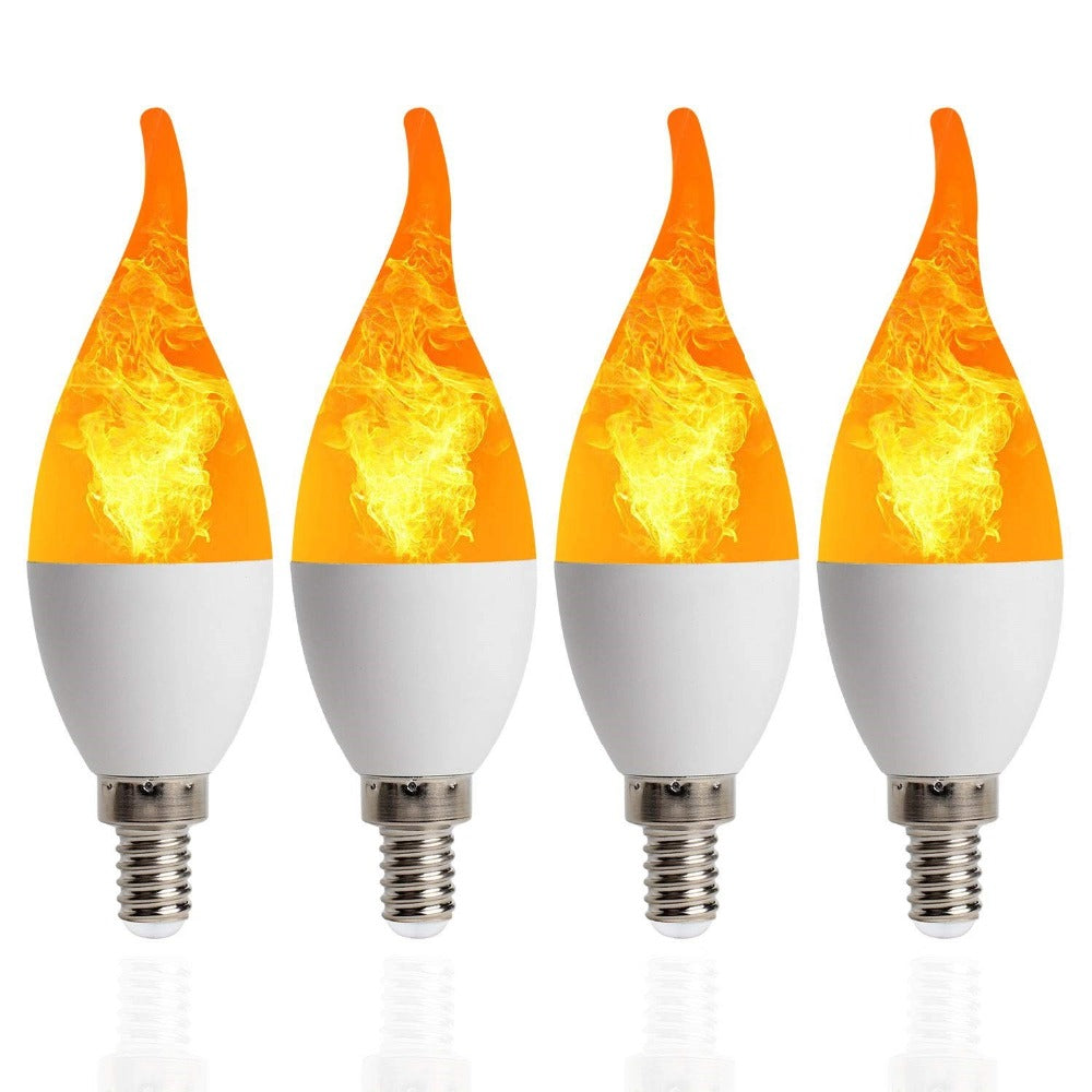 LED Flame Effect Light Bulb,E14 Base Flickering Light Bulbs,3 Mode Candelabra Candle Fire Light Blubs,for Christmas Home Garden Party Decoration