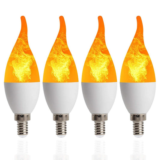 LED Flame Effect Light Bulb,E14 Base Flickering Light Bulbs,3 Mode Candelabra Candle Fire Light Blubs,for Christmas Home Garden Party Decoration