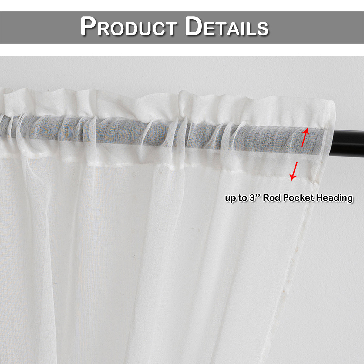 DONGPAI Semi Sheer Door Panel, Privacy Linen French Door Curtain Panel for Front Door, 23''x 72'', White, 1 Panel