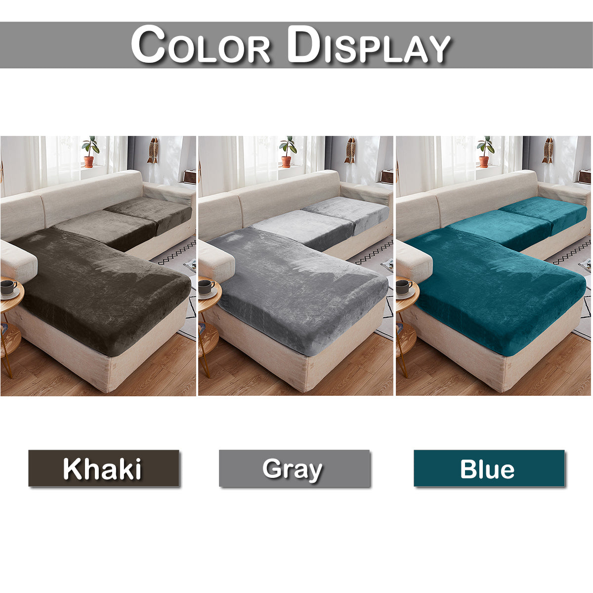 DONGPAI Stretch Velvet Sofa Cushion Covers Chair Couch Seat Slipcover Furniture Protector