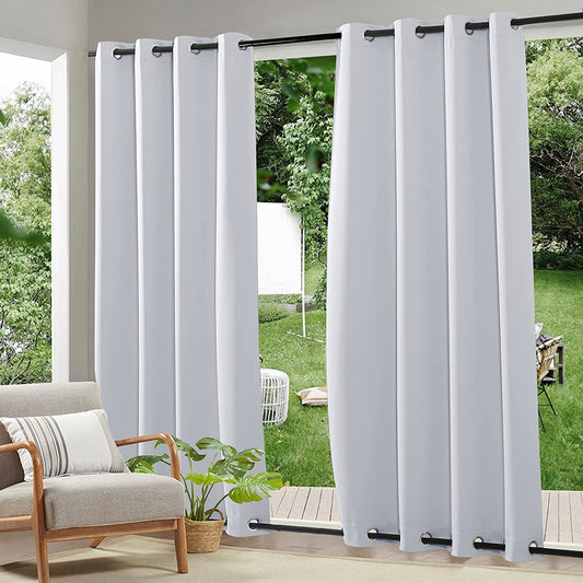 DONGPAI Outdoor Curtain for Patio Waterproof Windproof Thermal Insulated Top and Bottom Grommets Blackout Outdoor Drape for Porch/Gazebo, 52 x 84