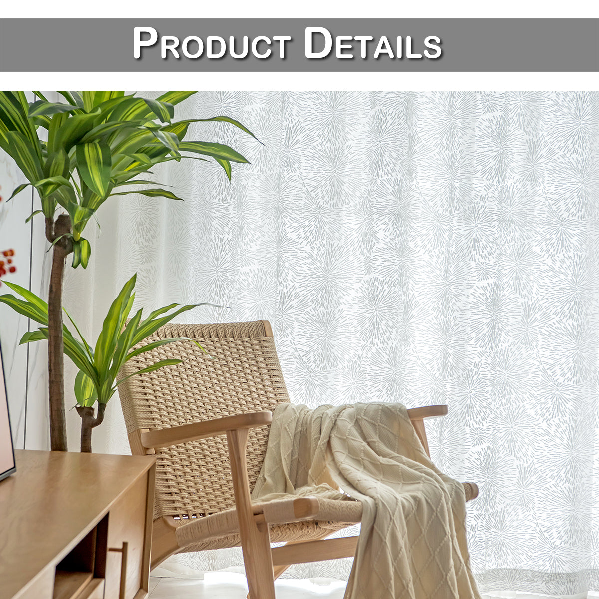 DONGPAI White Lace Sheer Curtains, Fireworks Pattern Rod Pocket Elegant Window Voile Sheer Drapes for Bedroom, Living room