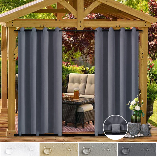 DONGPAI Pergola Outdoor Curtains Waterproof Windproof Curtain Grommet Top and Tab Bottom Drape for Patio, Cabana, Porch, Gazebo, 52x84 inch