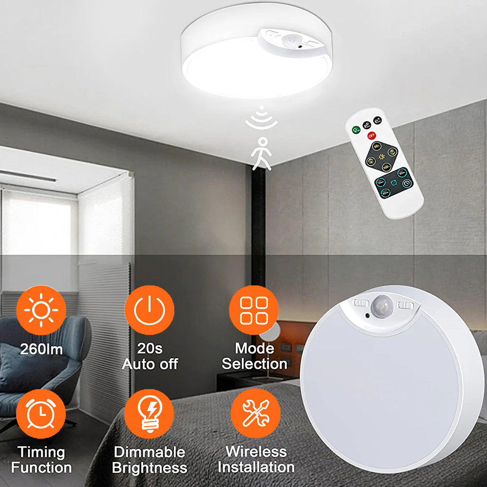 Motion Sensor Ceiling Light Battery Operated Indoor LED Ceiling Lights with Remote for Closet Hallway Pantry Laundry Stairs Garage Bathroom