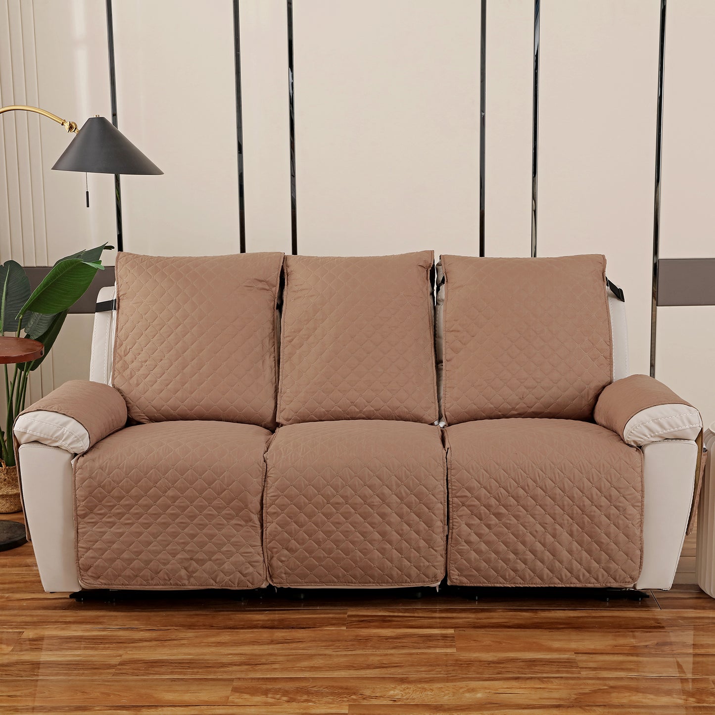 DONGPAI Recliner Sofa Slipcover Couch Covers for 3 Cushion Couch, Pet Sofa Cover Washable Reclining Sofa Cover Furniture Protector with Elastic Straps