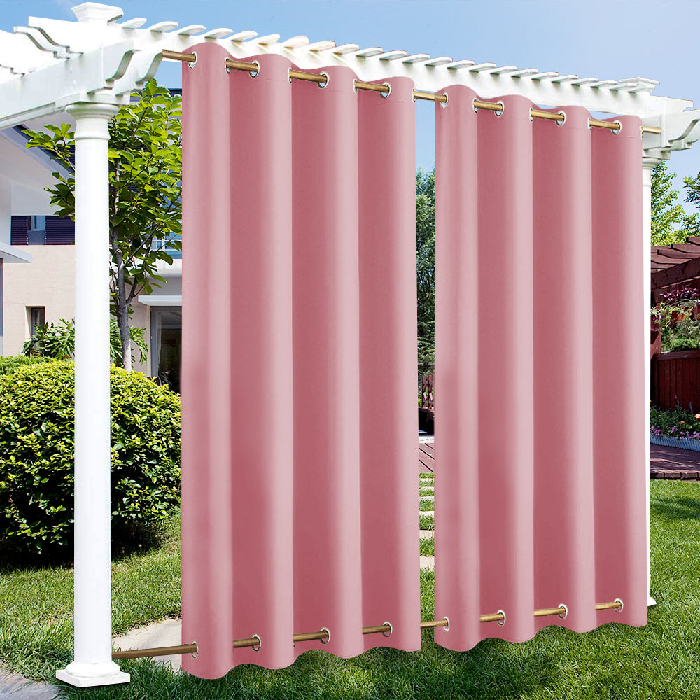 DONGPAI Outdoor Curtain for Patio Waterproof Windproof Thermal Insulated Top and Bottom Grommets Blackout Outdoor Drape for Porch/Gazebo, 52 x 84