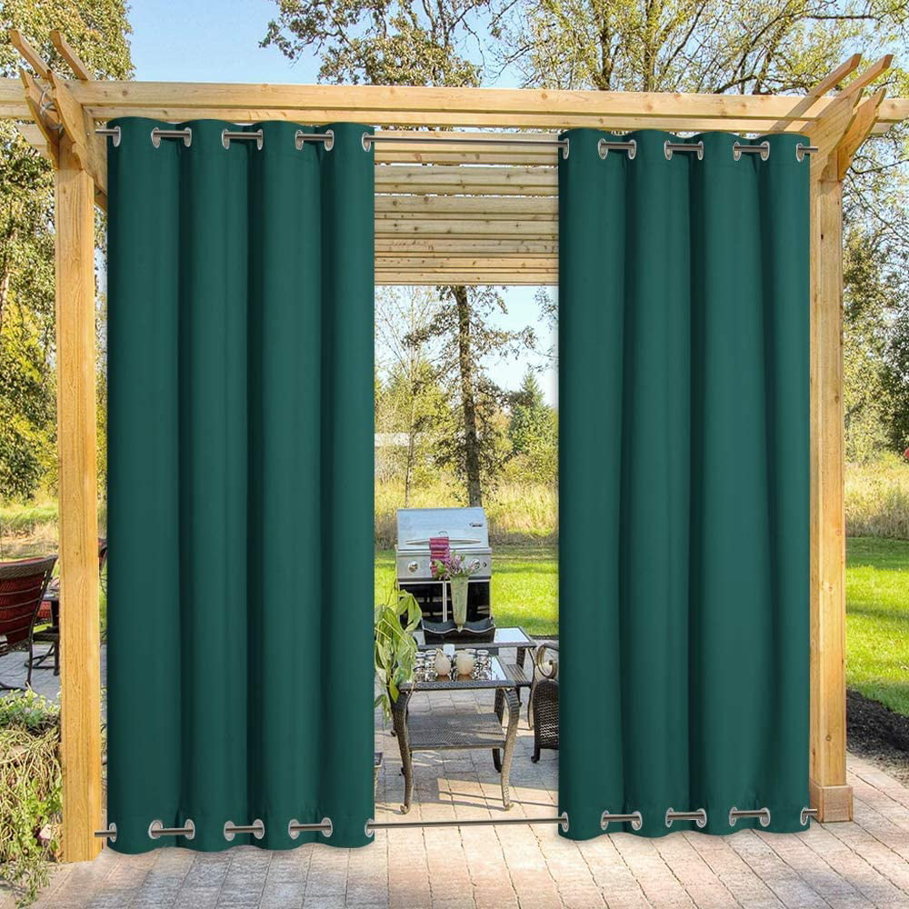 DONGPAI Outdoor Curtain for Patio Waterproof Windproof Thermal Insulated Top and Bottom Grommets Blackout Outdoor Drape for Porch/Gazebo, 52 x 84