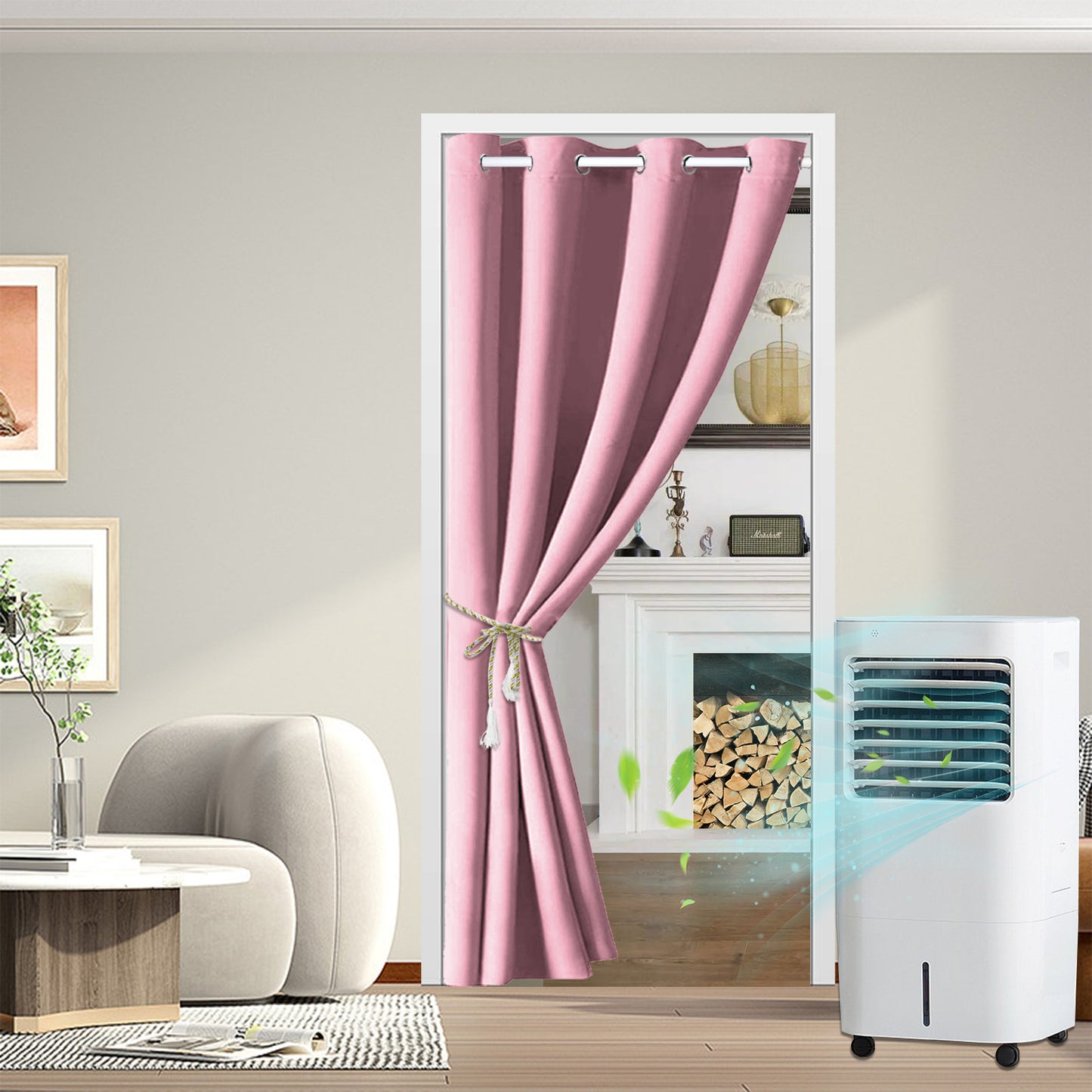 Blackout Door Curtain Doorway Curtain, Privacy Room Divider Curtain Thermal Insulated Accordion Door Window Closet Curtain for Kitchen Storage Room